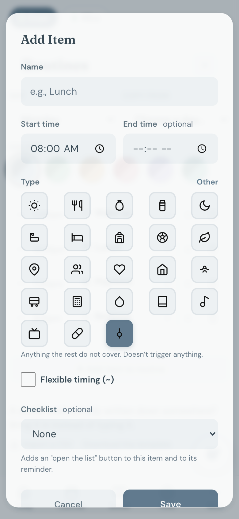 The Routines screen with a Day dropdown, Copy from, and colour swatches.