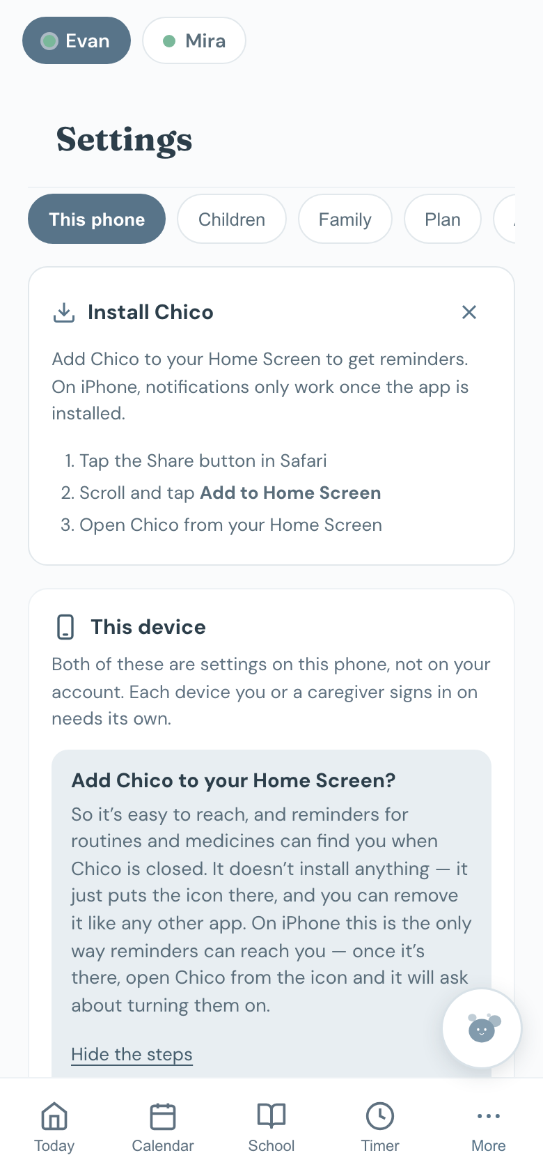 The same card on an iPhone, explaining that the Home Screen has to come first.